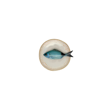 Occhiata piccolo op champagne kleur bord met zandkleurige rand, 12 cm