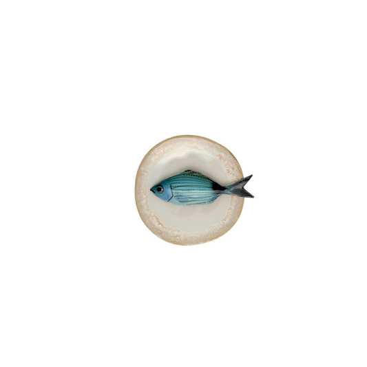 Occhiata piccolo op champagne kleur bord met zandkleurige rand, 12 cm