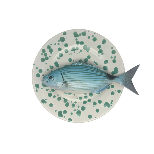 Occhiata op wit met groen verfspatten bord, 22 cm