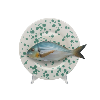 Orata op wit met groene verfspatten bord, 22 cm