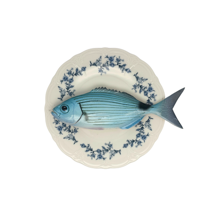 Occhiata op wit met blauwe details op decoratief bord, 21cm