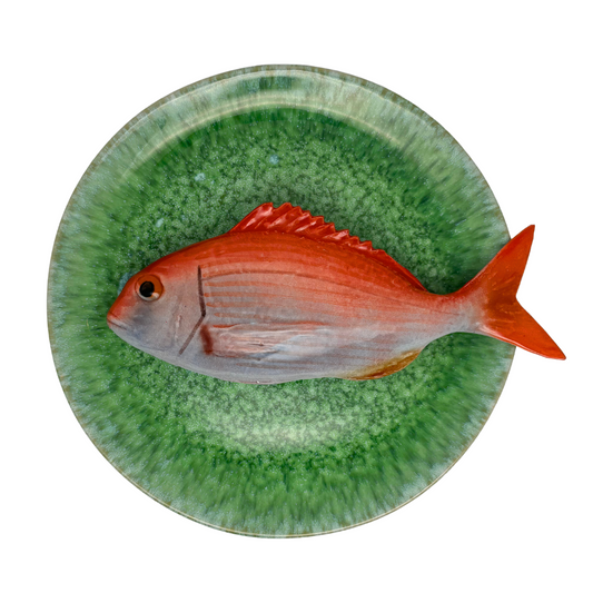 Pagro op groen gevlekt bord, 26 cm rond